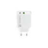 Carregador rápido de rede NATEC RIBERA 12V 20W USB-C PD 3.0 + USB-A Samsung AFC branco