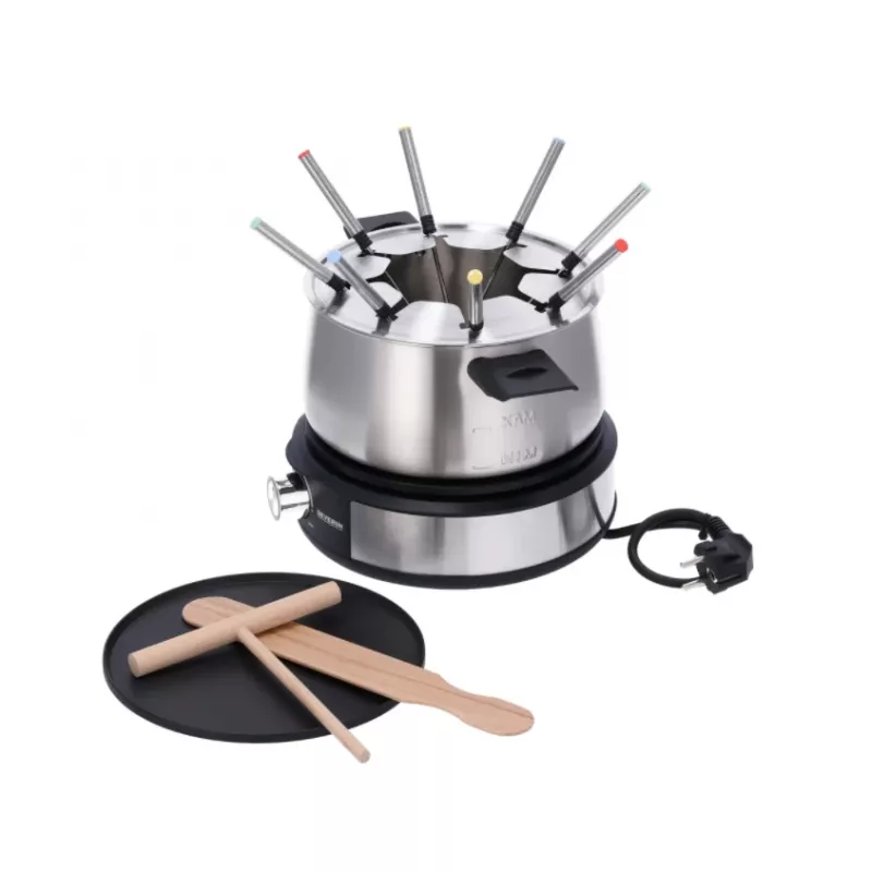 Severin FO 2471 combinação de fondue e crepes, preto/aço inoxidável