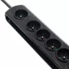 Proteção contra sobretensões Qoltec 50171 preto 7 tomadas AC 230V 1,5m