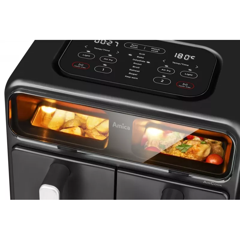 Fritadeira de ar dupla Amica AFM 7020, 8 L, 2400 W, preta