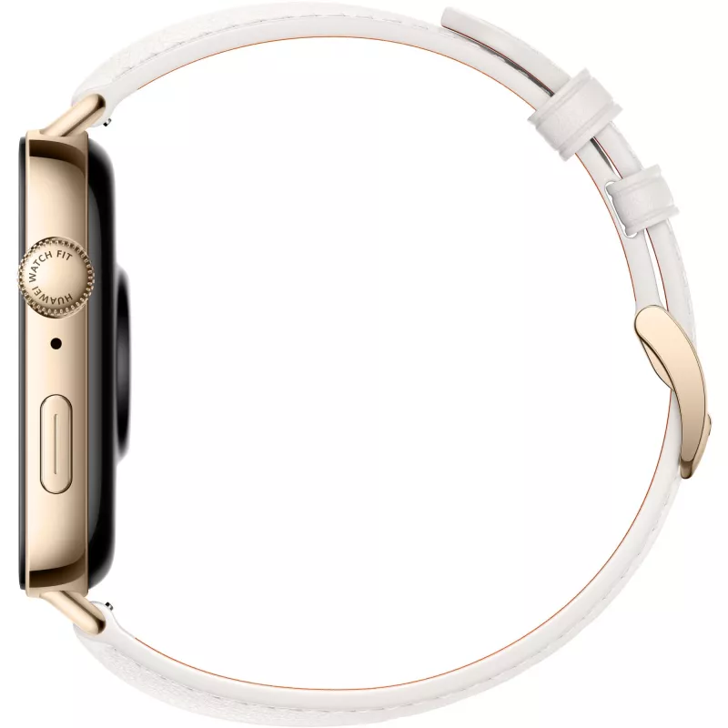 Watch Fit 3 (Solo-B19V), Smartwatch dourado/branco, bracelete de pele em branco