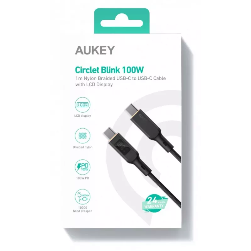 Cabo USB AUKEY CB-MCC102 1,8 m USB-C preto 480 Gbit/s