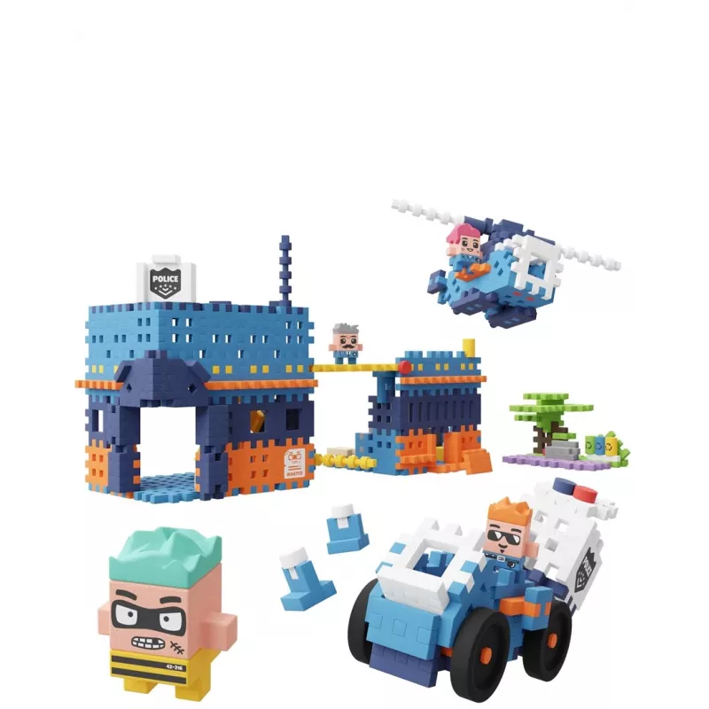 MARIOINEX Mini Waffle City Esquadra de polícia blocos de construção, 280 peças