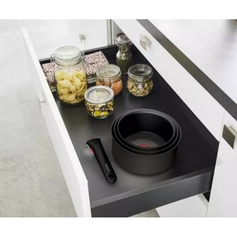 Conjunto de panelas TEFAL, 4 peças | L7649453 Ingenio Ultimate | 16/18/20 cm | alumínio | preto