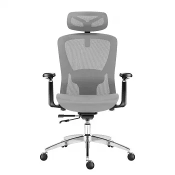 Cadeira de escritório giratória mark adler Expert 5.3 cinzento mesh – ergonómica, altura ajustável, apoio lombar, apoio de cabeça, braços