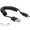 DeLOCK 83164 Cabo espiralado USB 2.0, USB-A para Mini-USB B, 0,6 m, preto