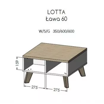 Mesa de centro Cama LOTTA 60 carvalho wotan/preto mate