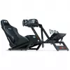 Cadeira de corrida com encosto ajustável Next Level Racing ERS3 Elite Premium — couro sintético preto, encosto reclinável, compatível com montagem em cockpit e no chão