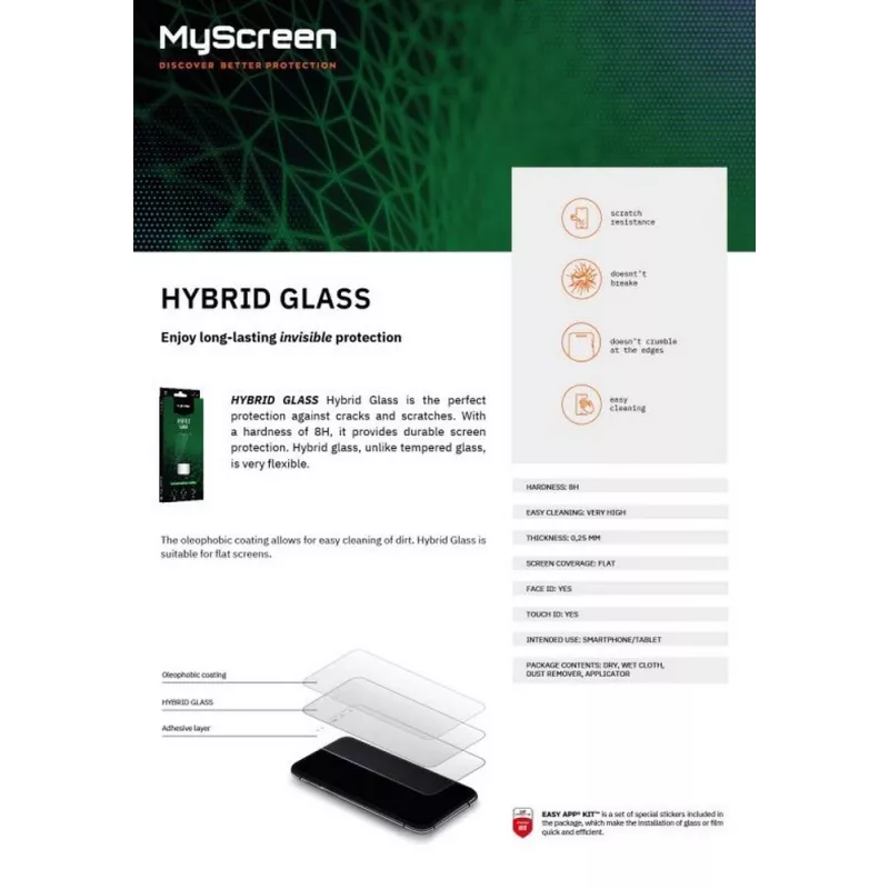 Película protetora de ecrã em vidro híbrido temperado MyScreen para Samsung Galaxy A35 M8101HG dureza 9H