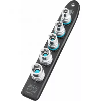 Conjunto de chaves de caixa Hazet 900E-SR/5 — encaixe 1/2 polegadas TORX E12–E20 chaves de caixa curtas