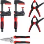 Conjunto de grampos Bessey DIY-SET1-A 5 peças incluindo 4 grampos e tesoura para chapa