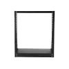 StarTech.com rack de servidor de secretária 2-Post 12U Heavy-Duty, pequena estrutura de rack de computador aberta de 19 polegadas, rack de rede compacto para equipamento AV/estúdio/dados/IT, em conformidade TAA – rack de dois postes autónomo para casa/escritório