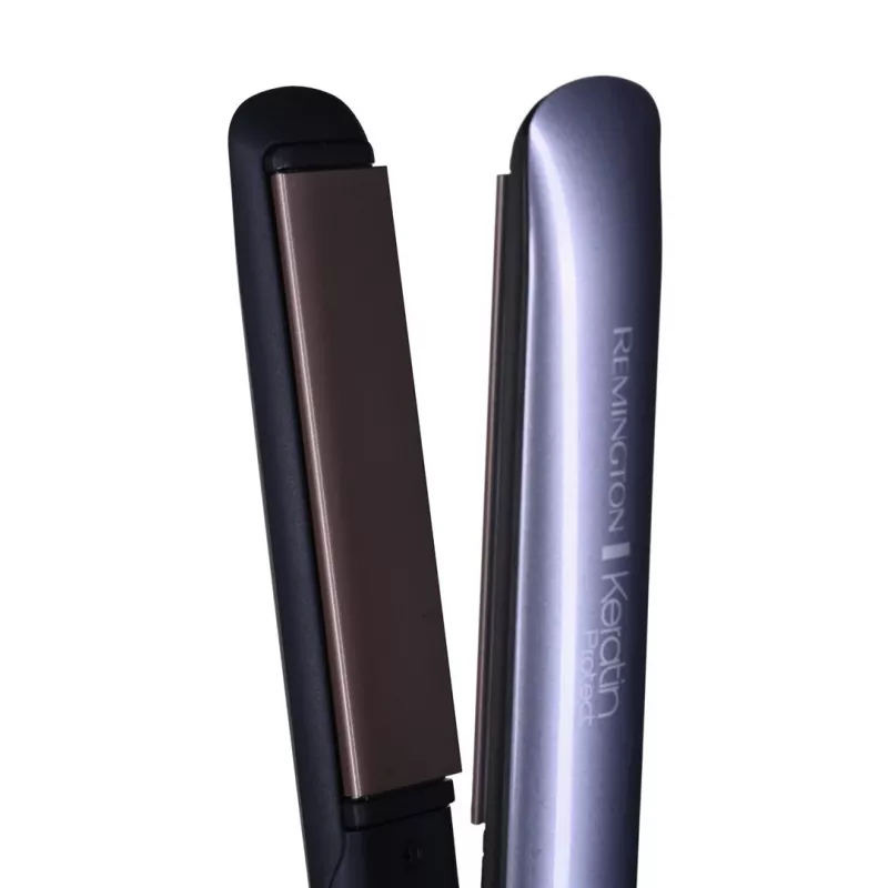 Ferro de alisar Remington S8598 Warm preto cinzento — placas de cerâmica 11 cm, 5 níveis de temperatura, 160–230 °C, cabo de 3 m, bolsa de transporte
