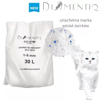 Areia para gatos DIAMENTIQ Neutral granulados de silicone aglomerantes 30 L — sem perfume, 1–6 mm