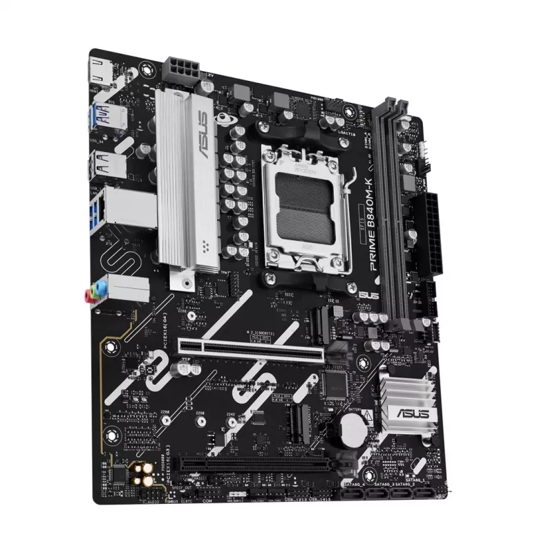 Placa-mãe ASUS PRIME B840M-K — AMD B840, socket AM5, micro ATX, DDR5, 2 DIMM, 128 GB, 2.5 GbE, M.2, SATA III