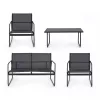 Conjunto de mobiliário de jardim Extralink BLACK FOREST têxtil duas cadeiras + espreguiçadeira + mesa dobrável preto L-0358 conjunto de mobiliário de exterior