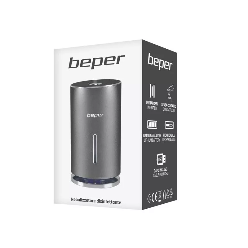 Beper P201UTP010 Atomizador automático de spray para desinfeção das mãos, sensor de infravermelhos, 135 ml, recarregável