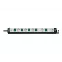 Brennenstuhl Premium-Line Technik 5 tomadas, 3 m régua de tomadas 5 tomadas preto/cinzento-claro, 3m H05VV-F 3G1,5, com interruptor individual, disposição especial das tomadas