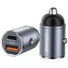 Carregador de automóvel usams C38 30W — 1x USB-A + 1x USB-C carregamento rápido