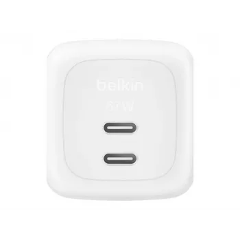 Carregador rápido AC de interior Belkin WCH020KQ2MWH-B6 – 2x USB-C, 2 m cabo integrado, branco