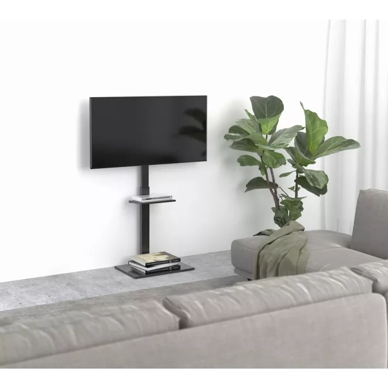 Suporte de chão para TV GEMBIRD TVS-55T-02 para televisores de 32–55 polegadas, aço, altura 600 mm, VESA 100x100–400x400, carga máxima 35 kg