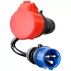 go-e CH-04-31 adaptador para Gemini flex 11 kW, CEE vermelho 16 A trifásico para CEE azul 16 A, IP55, 0,3 m, preto