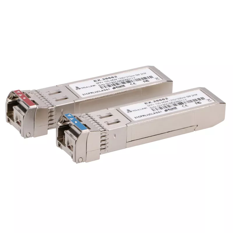 Extralink SFP+ 10G | Módulo SFP+ WDM | 10 Gbit/s 1270/1330 nm, monomodo, 2 km, par