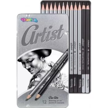 Conjunto de desenho Colorino 80118PTR – 12 lápis de esboço e acessórios