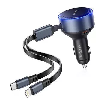 Carregador de automóvel Vention FFOB0 30W com cabo USB-C para Lightning, 30 W de potência para carregamento de iPhone