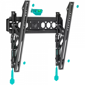 Suporte de parede para TV ONKRON TM5-B para ecrãs de 32–70 polegadas, inclinável, capacidade de carga 60 kg, VESA 75x75–400x400, preto