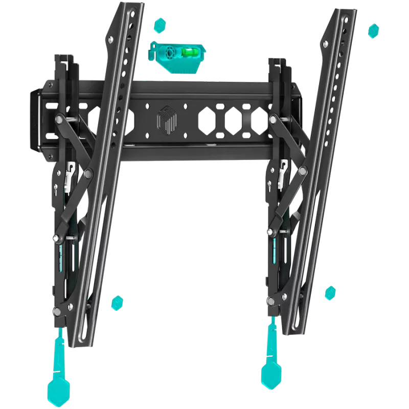 Suporte de parede para TV ONKRON TM5-B para ecrãs de 32–70 polegadas, inclinável, capacidade de carga 60 kg, VESA 75x75–400x400, preto