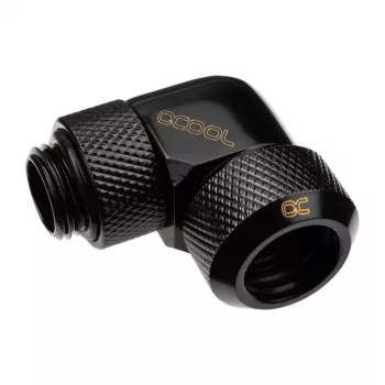 Conector de compressão Alphacool Eiszapfen 13mm HardTube 90° rotativo G1/4 - conector de compressão angular para refrigeração líquida - preto profundo