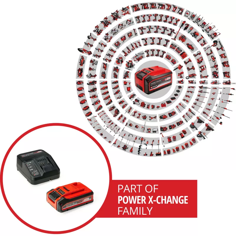 Martelo perfurador sem fio EINHELL Power X-Change TE‑HD 18 Li, 18V, Li‑Ion 4,0 Ah Plus, com conjunto de brocas e cinzéis