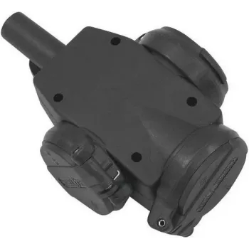Conector fêmea Schuko PSSO 3 tomadas 30240100 — conector fêmea Schuko triplo, preto