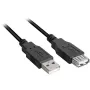 Cabo de extensão USB 2.0, ficha USB-A > conector fêmea USB-A preto, 1,0 metro, duplamente blindado
