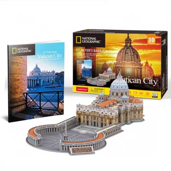 Puzzle 3D Cubicfun Basílica de São Pedro modelo 306-DS0997H, peças de cartão, modelo à escala montado