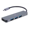 Dock para portátil USB-C GEMBIRD A-CM-COMBO2-01 — USB 3.2 Gen 1 Type-C, 3× USB-A, 1× HDMI, cinzento