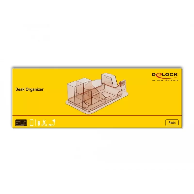 Organizador de secretária DeLOCK 18341 transparente castanho plástico 145x250x85mm