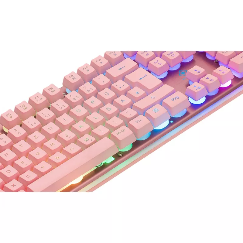 Deltaco GAM-021-RGB-P-DE - tamanho completo (100%) - USB - interruptores de membrana - QWERTZ - rosa
