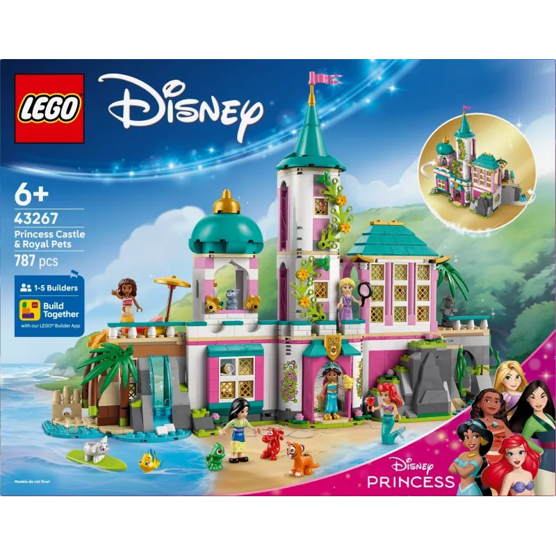 LEGO Disney Castelo da Princesa e animais de estimação reais conjunto de construção 43267 — 787 peças, 5 minifiguras, idade 6+, 320×460×100 mm