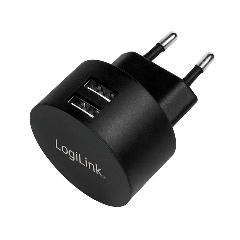 Adaptador de tomada USB LogiLink PA0218 2 portas USB para carregamento rápido 10,5 W