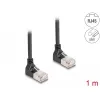 Cabo de rede DeLOCK RJ45 Cat.6A S/FTP fino 90° para cima 1m preto