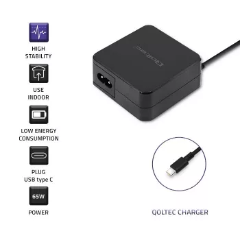 Carregador Qoltec 51027 | 65W | 5-20,3V | 2-3,25A | USB Type-C | PD