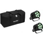 Conjunto de projetores LED-PAR EUROLITE 2x AKKU PAR 6 QCL, wash lights de palco portáteis a bateria