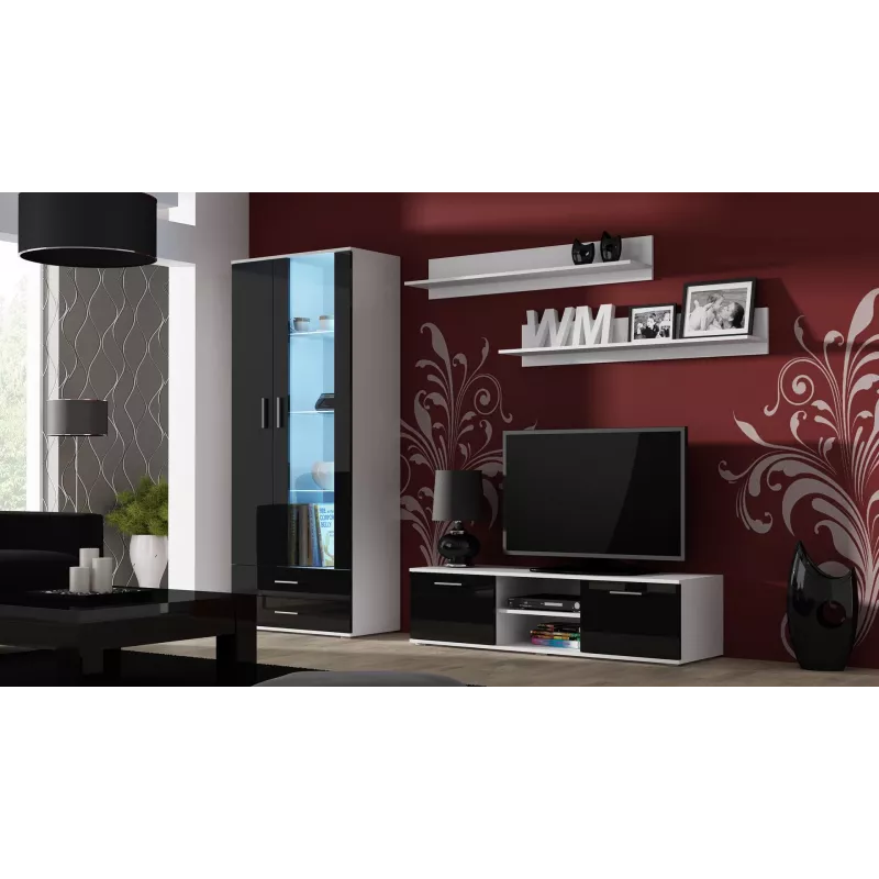 Cama Meble SOHO 140 móvel de TV, branco/preto brilhante