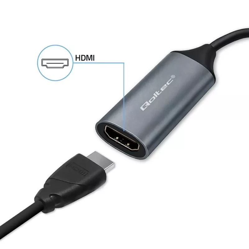 Adaptador USB-C para USB-A e HDMI 4K 30Hz QOLTEC em alumínio