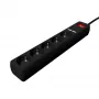 Régua de tomadas com carregador USB Gembird SPG5-U2-5-02, 5 tomadas, 1,5 m, 2x USB, preto