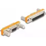 Adaptador Gender-Changer DELOCK D-Sub 9 pinos para D-Sub 25 pinos 66983, contactos banhados a ouro, laranja/prateado