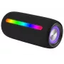 Altifalante estéreo portátil TRACER Stripe preto — 10 W RMS, Bluetooth/com fios, USB-A e USB-C, MicroSD, bateria integrada (até 5 h)