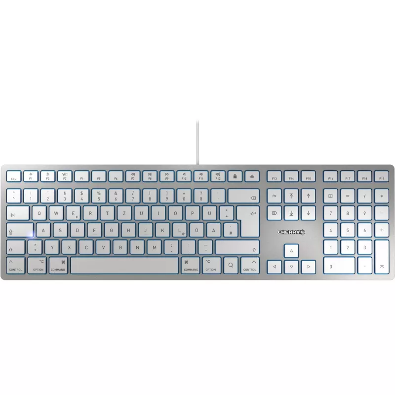 Teclado CHERRY KC 6000 fino FOR MAC Escritório USB QWERTZ Alemão Prateado